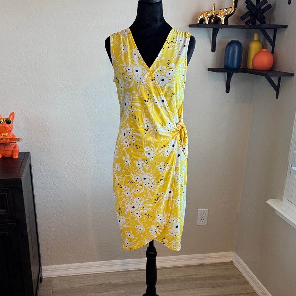 Banana Republic Yellow Floral Midi Dress